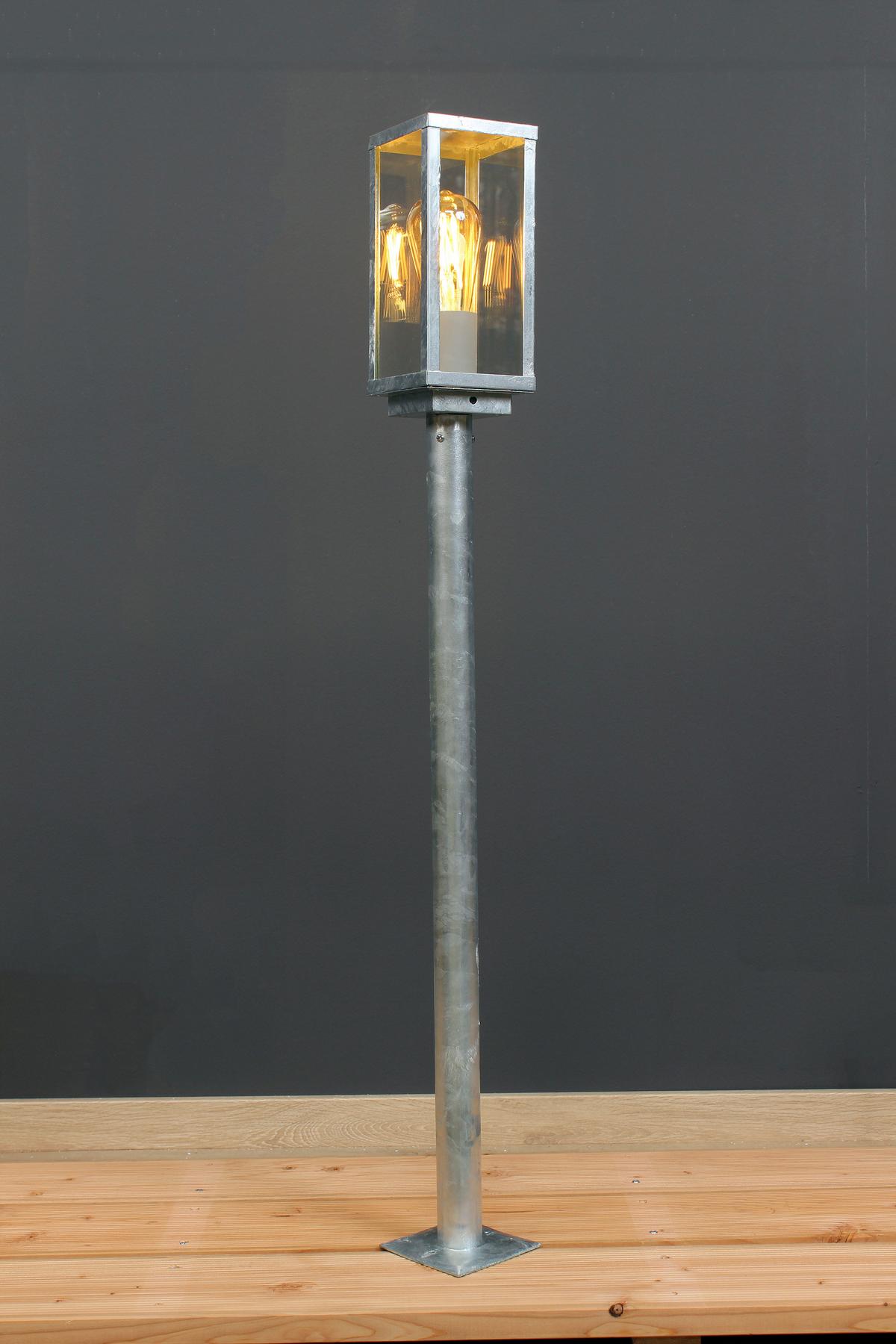 Wegeleuchte Karo 60 Watt Glas Metall - Klar/Zinkfarben, Basics, Glas/Metall (100/11/11cm)