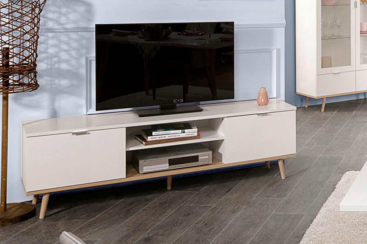 TV-Element Göteborg 160 cm Weiß/Sonoma Eiche Dekor - Eichefarben/Weiß, KONVENTIONELL, Holzwerkstoff (160/50/40cm) - MID.YOU