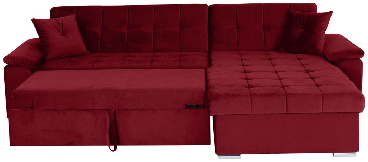 Ecksofa mit Schlaffunktion Keaton + Bettkasten, Burgunder - Bordeaux, Basics, Textil (263/169cm) - Livetastic