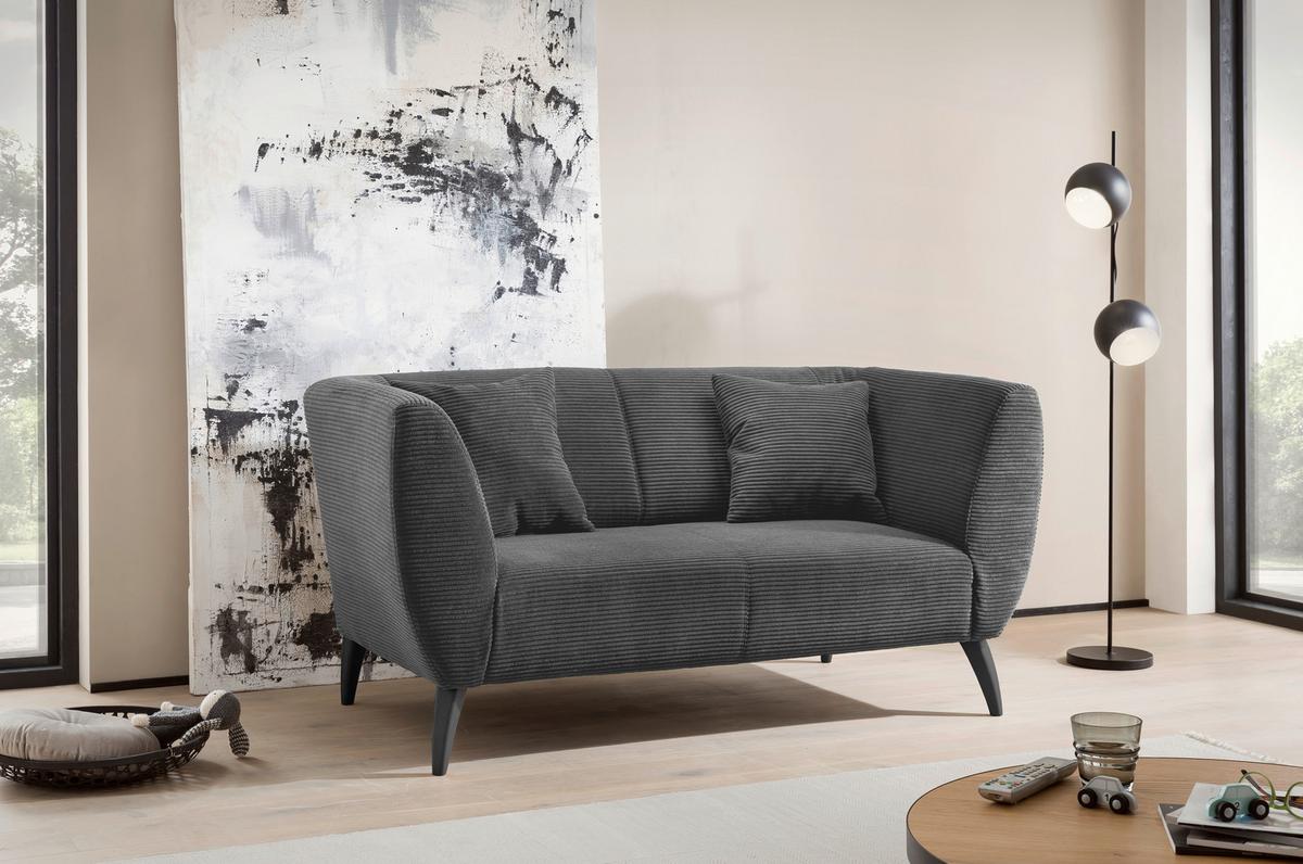 2-Sitzer-Sofa Colori Mit Kissen Grau Cord B: 172 cm - Schwarz/Grau, MODERN, Textil (172/83/88cm) - MID.YOU
