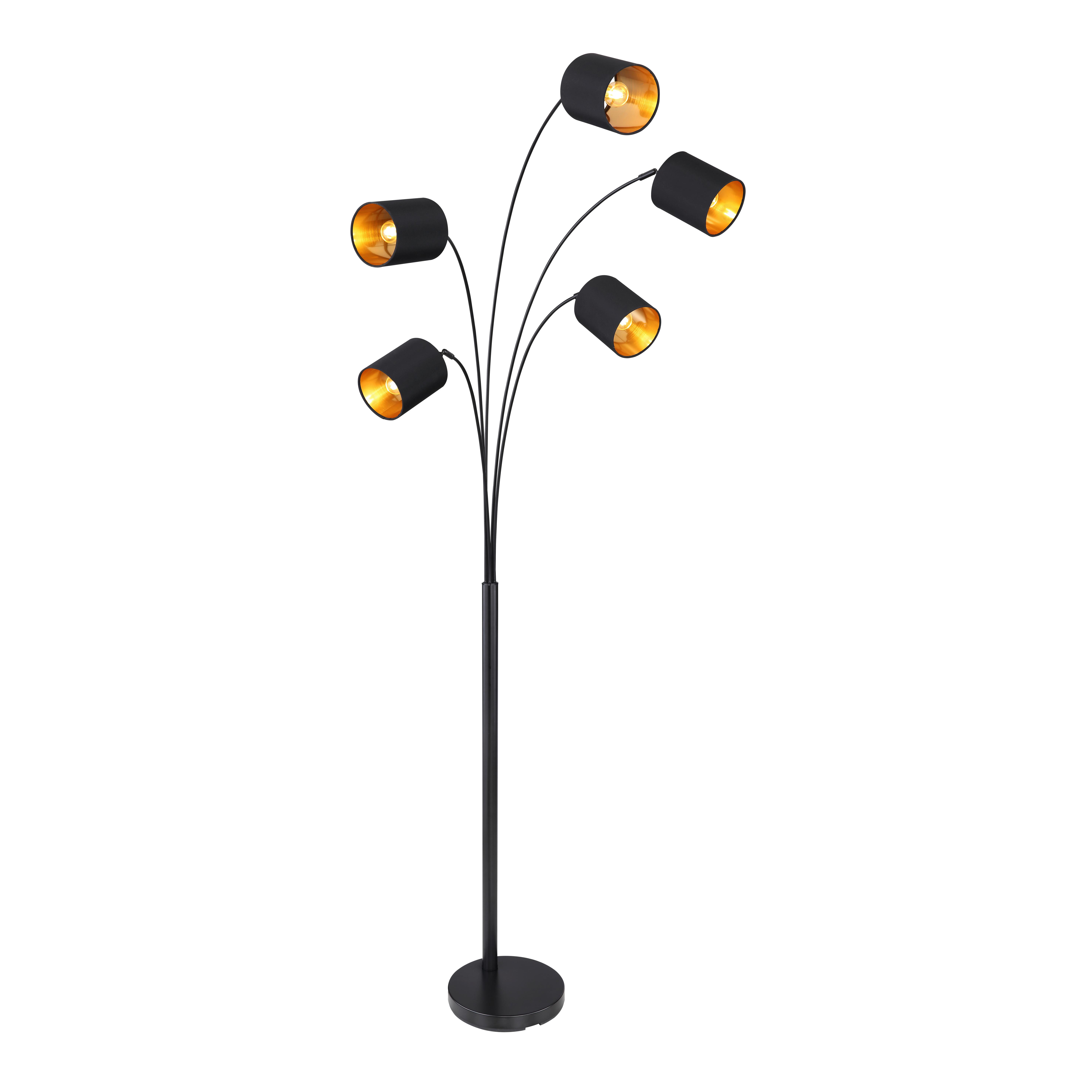 Stehlampe Koralia Schwarz/Goldfarben m. Schalter - Goldfarben/Schwarz, ROMANTIK / LANDHAUS, Kunststoff/Textil (74/70/204cm) - James Wood
