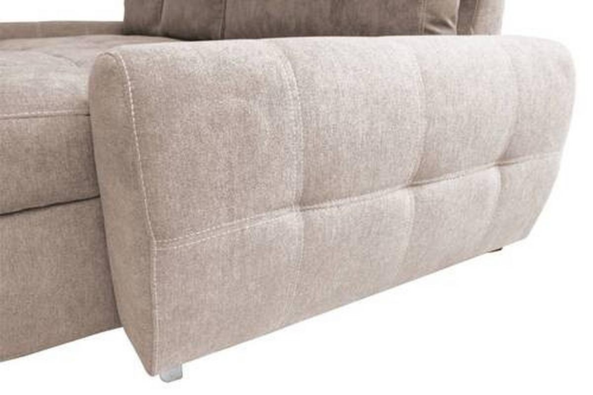 Ecksofa Mit Schlaffunktion Solar Beige 277x175 Cm - Chromfarben/Beige, Design, Textil (277/175cm) - Livetastic