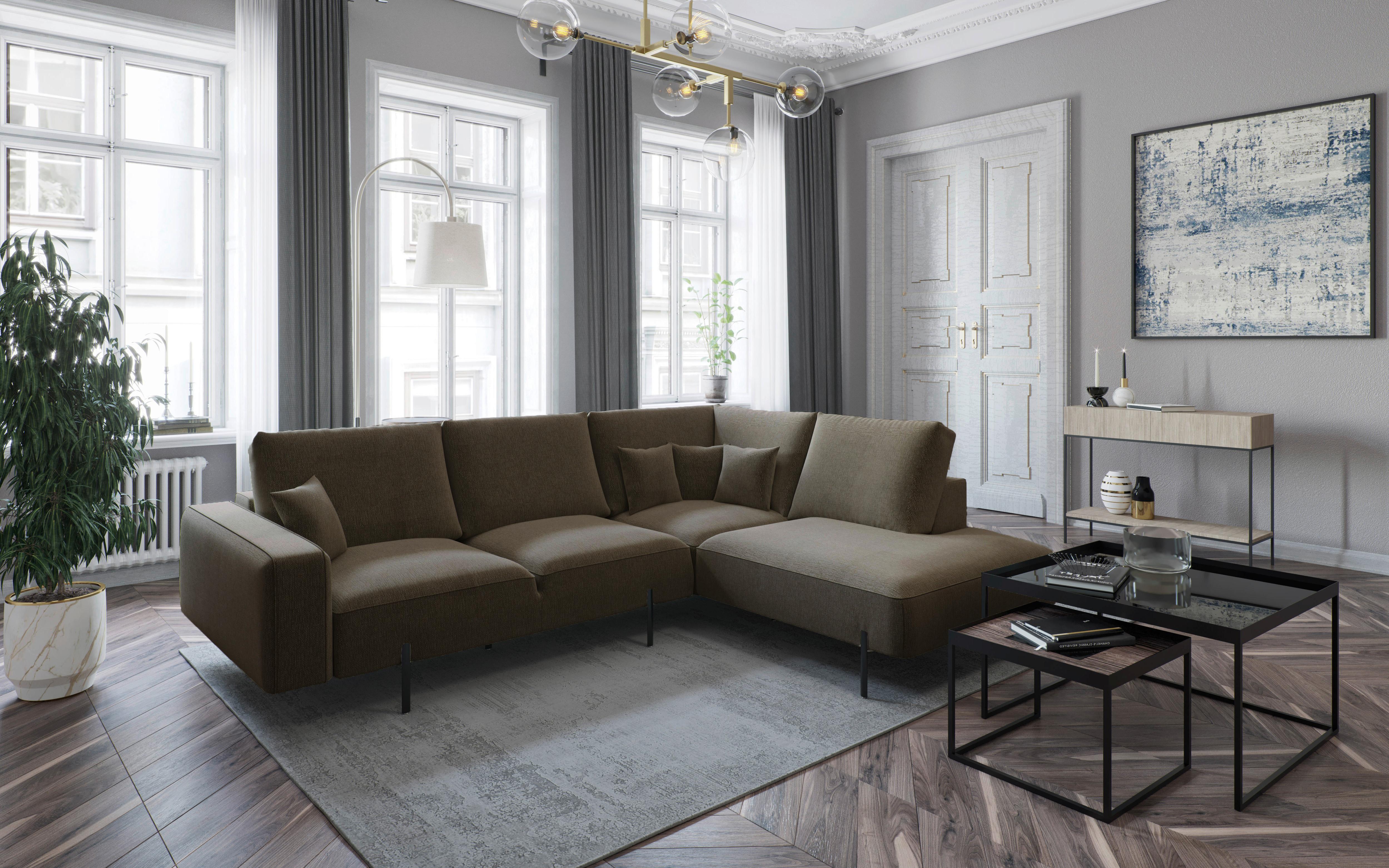 Ecksofa Celaya Braun S: 280x223 Cm - Schwarz/Braun, Design, Textil (280/223/223cm) - Livetastic