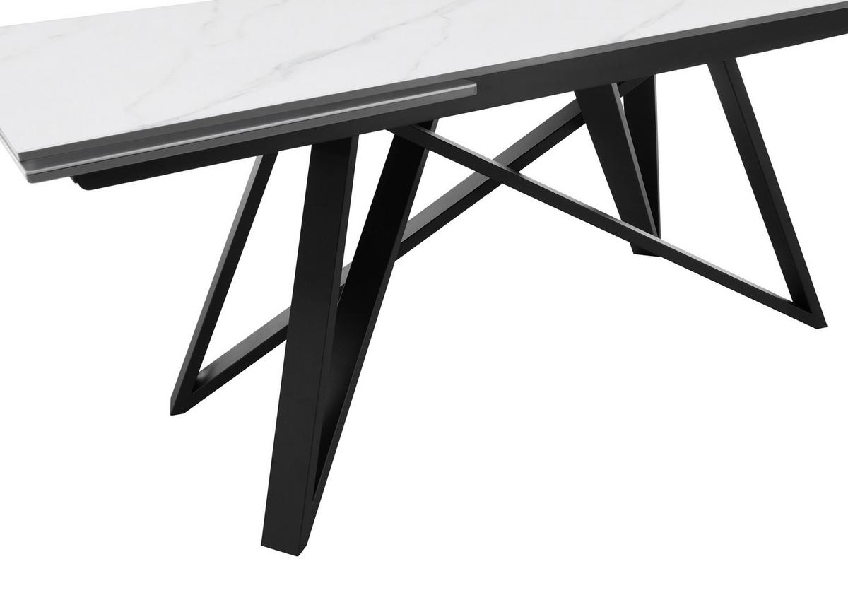 Esstisch Charly Ausziehbar 180-280x75x95 Cm Schwarz/weiß - Schwarz/Weiß, MODERN, Keramik/Metall (180-280/75/95cm) - MID.YOU