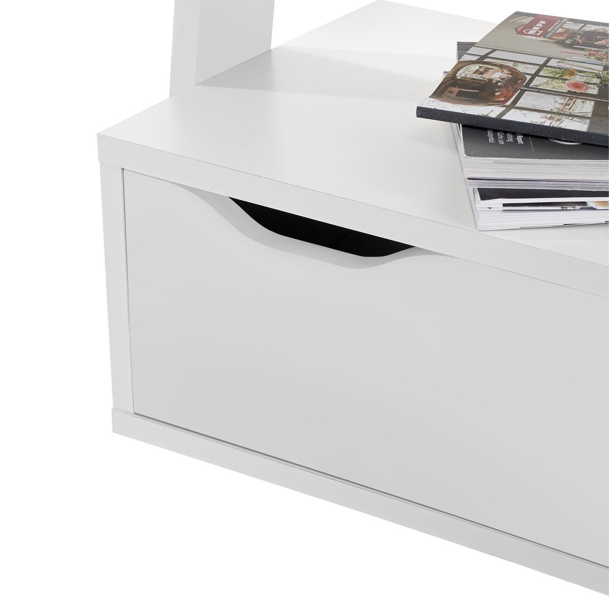 Regal Mit Lade Flo B: 65 Cm Weiß - Weiß, MODERN, Holzwerkstoff (65/176/34,2cm)