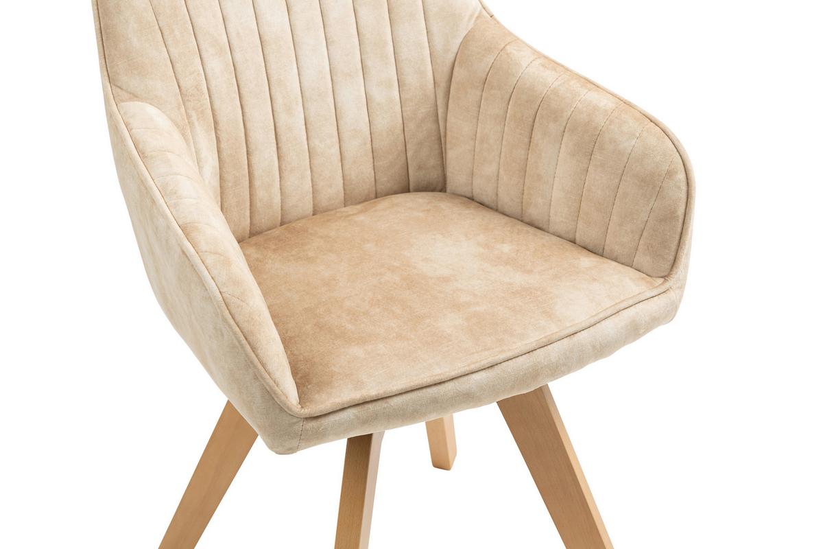 Armlehnstuhl Hanna Beige, Sitzfl. 180° Drehb. - Beige/Buchefarben, KONVENTIONELL, Holz/Textil (63/83/63cm) - MID.YOU