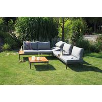 Loungegarnitur 4-tlg. Paros Holz/Metall/Textil mit Kissen - Anthrazit/Silberfarben, Basics, Holz/Textil (243/68/243cm) - Acamp