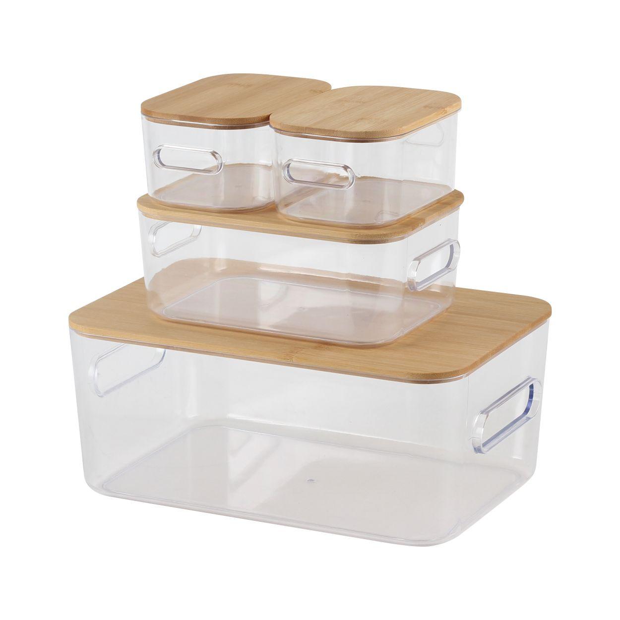 Aufbewahrungsboxen-set Mike - Klar/Naturfarben, KONVENTIONELL, Naturmaterialien/Kunststoff - Luca Bessoni