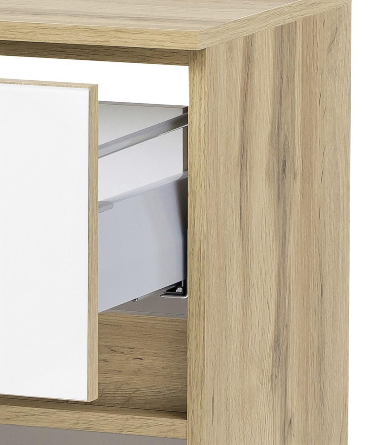 Badmöbel-Set 6-Tlg. inkl. LED Helsinki, Weiß/Eiche - Eichefarben/Weiß, KONVENTIONELL, Glas/Holzwerkstoff (160cm) - Held