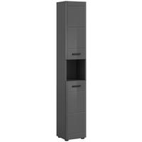 Hochschrank Soft 2-Türig Bxh: 30x180 Cm - Grau Hochglanz/Schwarz, MODERN, Holzwerkstoff (30/180/30cm) - MID.YOU