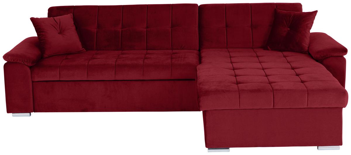 Ecksofa mit Schlaffunktion Keaton + Bettkasten, Burgunder - Bordeaux, Basics, Textil (263/169cm) - Livetastic