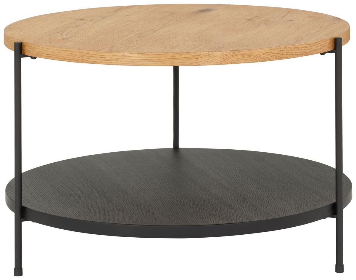 Dohányzóasztal Rondo 2 - natúr színű/fekete, Modern, faalapú anyag/fa (60/40/60cm)