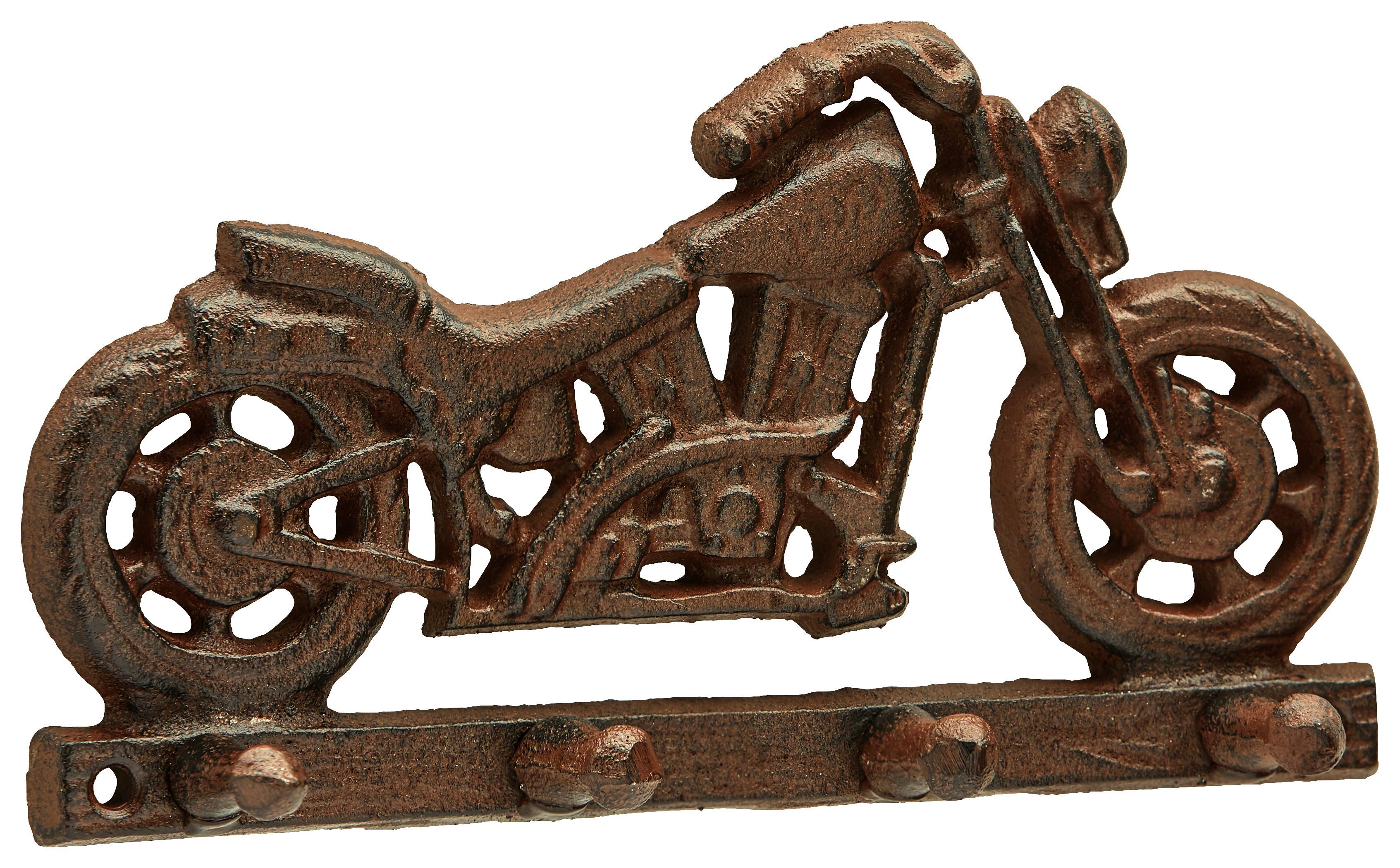 LIŠTA S HÁČKY MOTORBIKE - hnědá, Romantický / Rustikální, kov (20/11/4cm) - Mömax