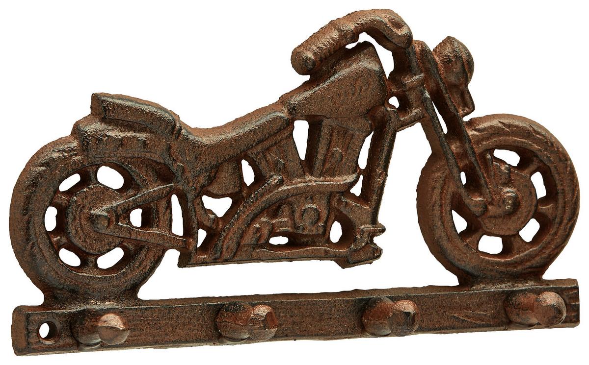 LIŠTA S HÁČKY MOTORBIKE - hnědá, Romantický / Rustikální, kov (20/11/4cm) - Mömax