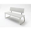 Sitzbank Arco Leder Weiß B: 155 cm - Edelstahlfarben/Weiß, Trend, Leder/Metall (155/86/59cm)