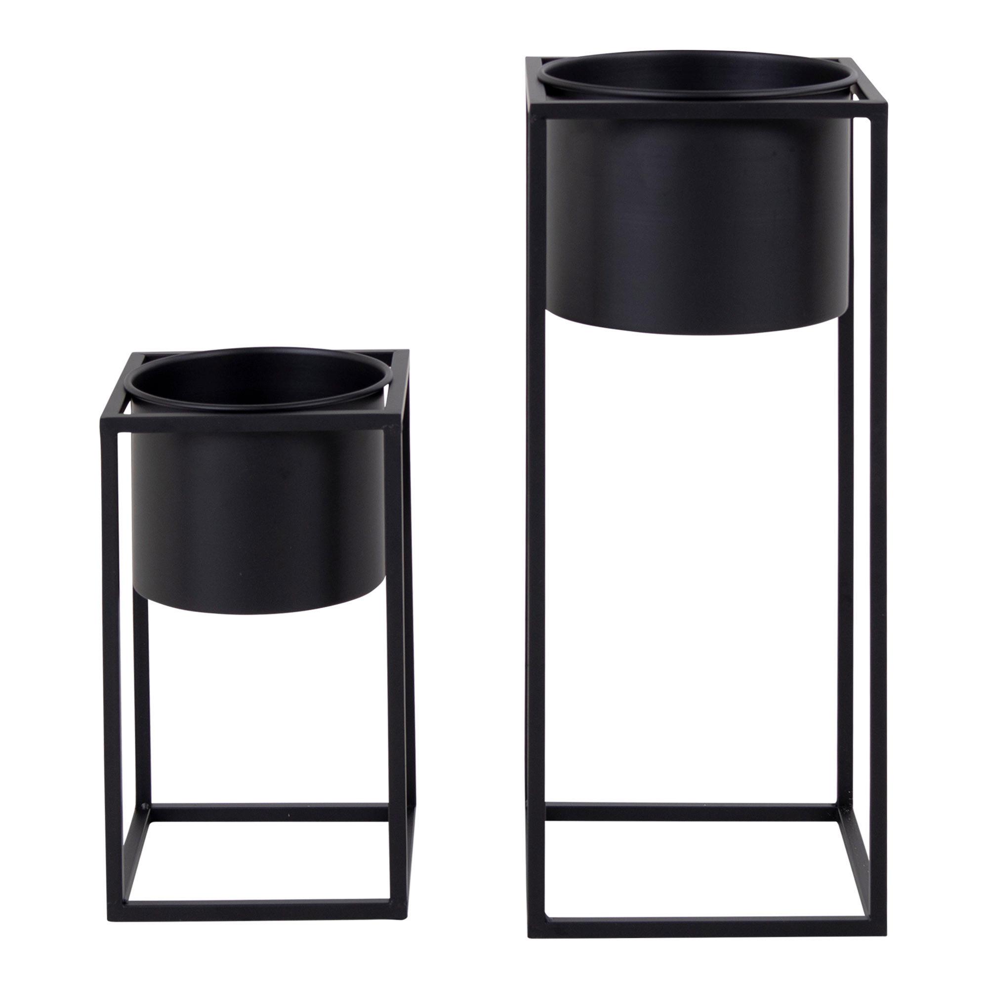 Übertopf-set Marla Schwarz 2-Teilig - Schwarz, Design, Metall