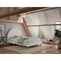 Posteľ pre deti a mládež s roštom,140x200cm biela,boucle - biela/prírodná farba, Romantik / Landhaus, drevo/textil (140/200cm) - MID.YOU