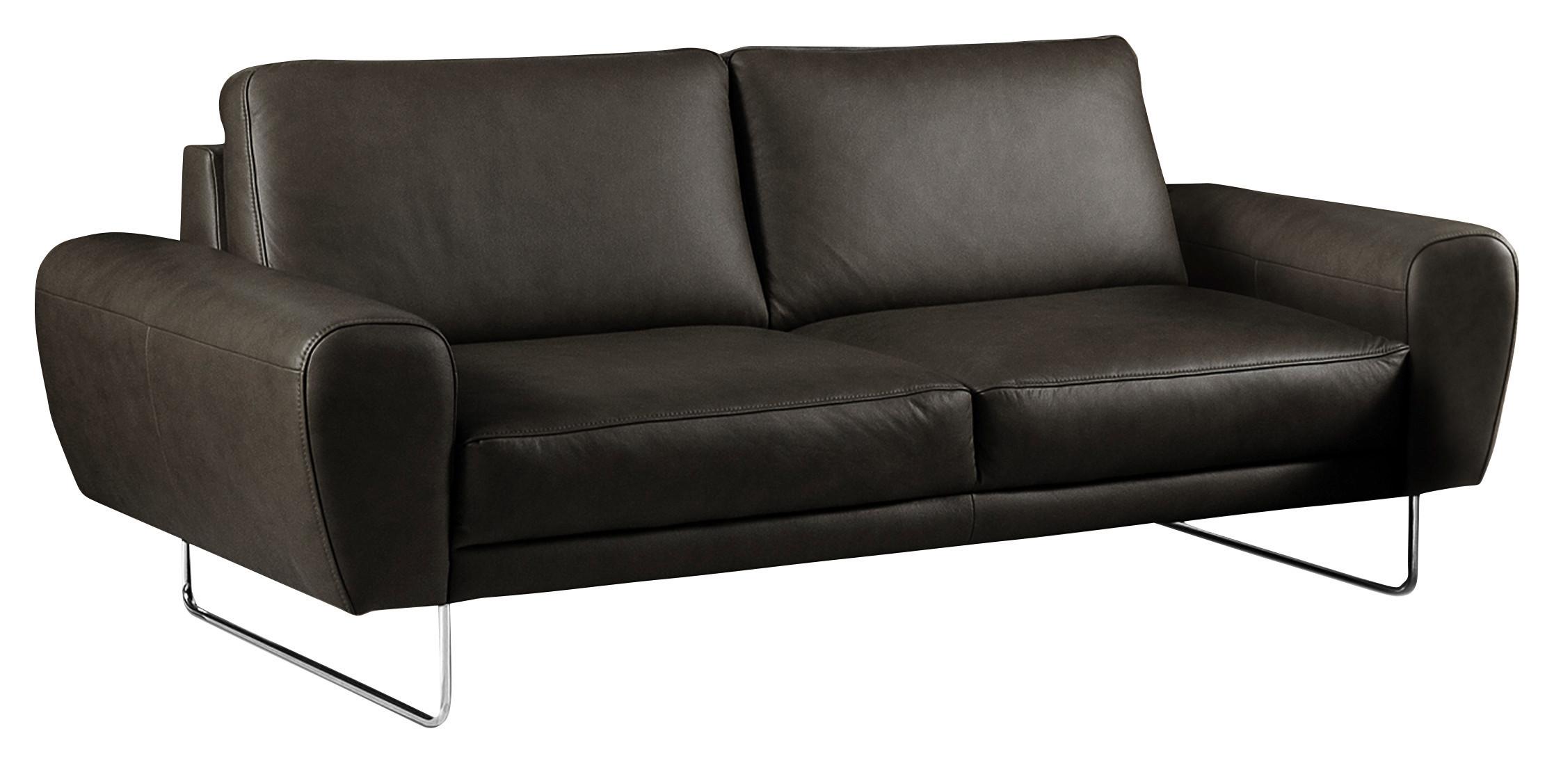 2-Sitzer-Sofa Spring Schwarz Chrom B: 177 cm - Chromfarben/Schwarz, Design, Leder (177/85/92cm) - Livetastic