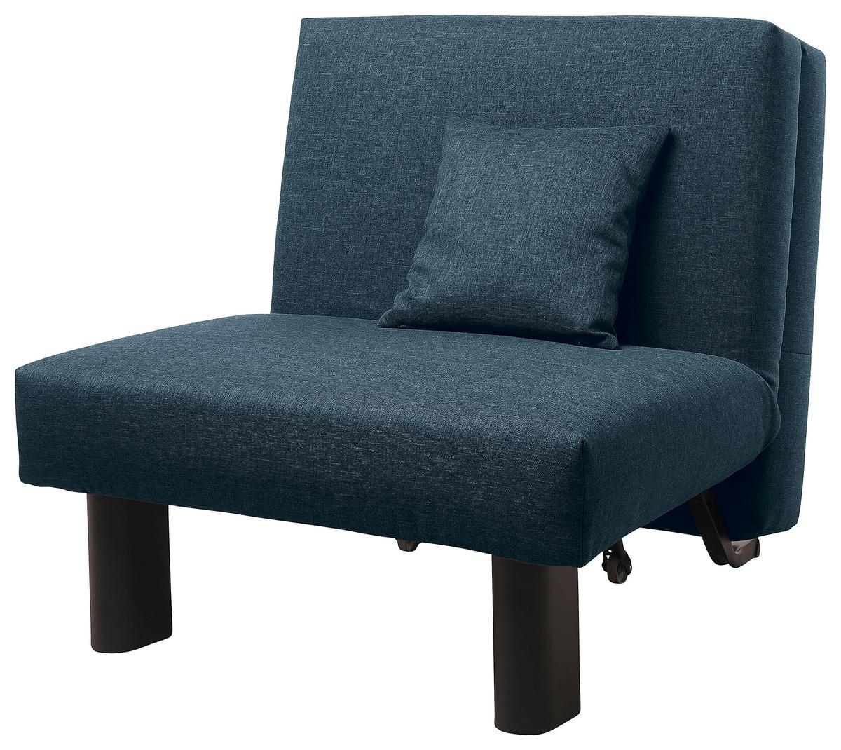 Schlafsessel Columbus Dunkelblau inkl. Zierkissen - Schwarz/Dunkelblau, Design, Textil (85/85/100cm) - Max Winzer
