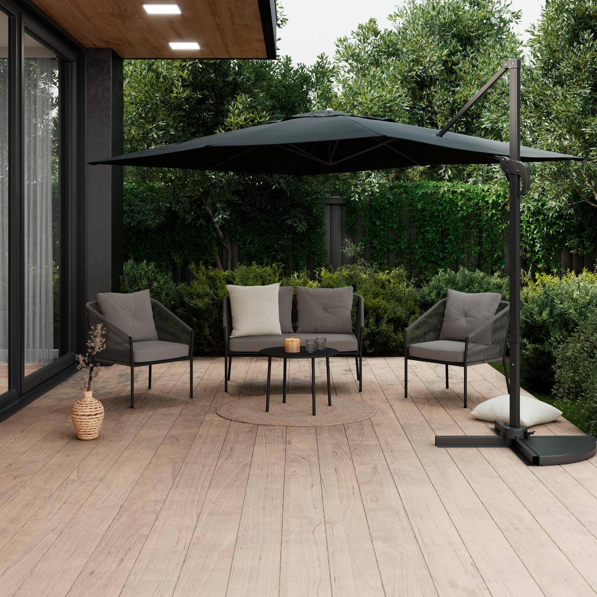 SÚPRAVA ZÁHRADNÉHO NÁBYTKU REINI - sivá/svetlosivá, Modern, kov/textil (120/74/68cm) - Mömax