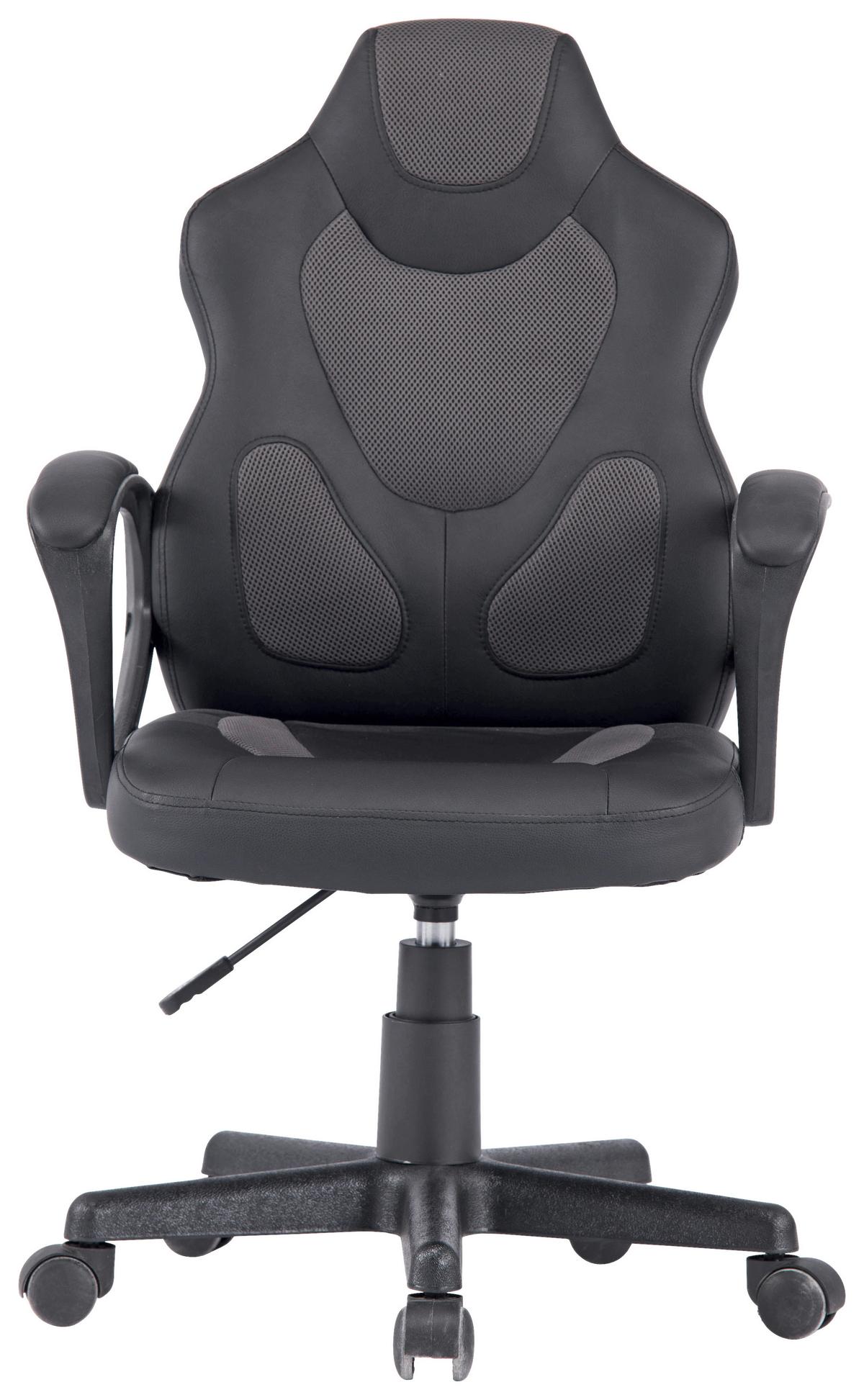 Gaming Stuhl Racer Junior Mit Armstützen, Schwarz - Schwarz/Grau, MODERN, Kunststoff/Textil (57/90-100/54cm)