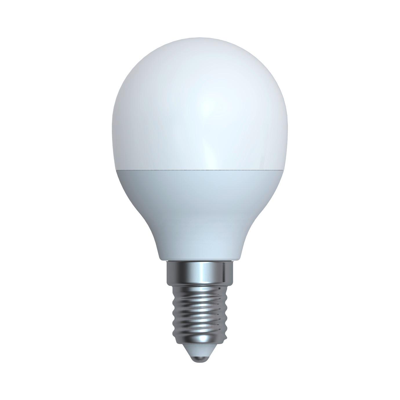 LED žiarovka E14, 5W, ILLU, 230V - opálová, plast (4,7/9cm)