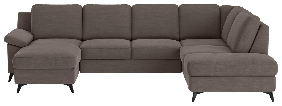 Wohnlandschaft Boom, Dunkelgrau 156x309x204 - Taupe/Schwarz, KONVENTIONELL, Textil (156/309/204cm) - Cotta