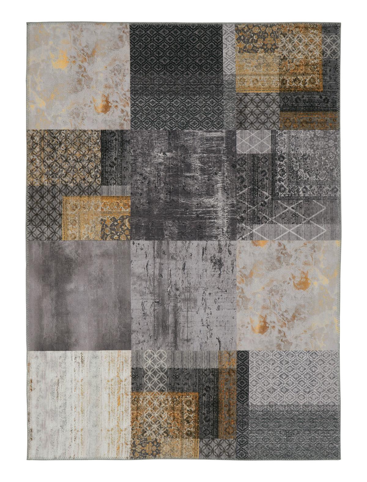 KOBEREC TKANÝ NA PLOCHO Edessa 2, 120/170cm - šedá/barvy zlata, Moderní, textil (120/170cm) - Mömax