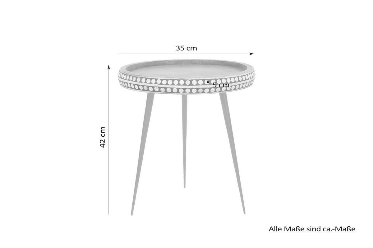 Beistelltisch Naturfarben Echtholz H: 42 cm Jana - Schwarz/Naturfarben, MODERN, Holz/Metall (35/42/35cm) - MID.YOU