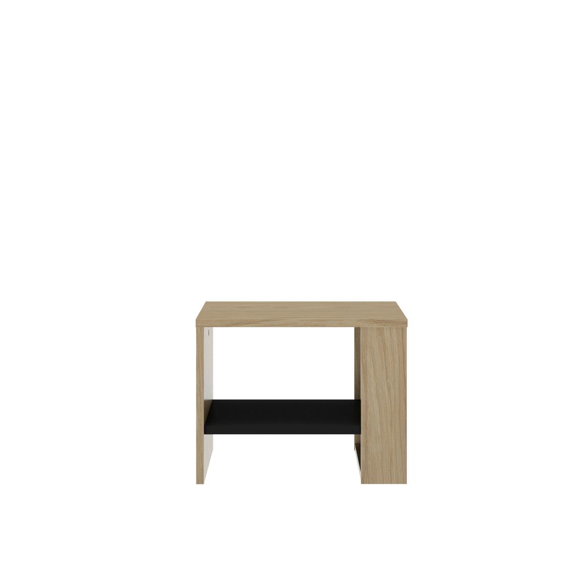 Nachtkästchen NAEL B: 44 cm - Eichefarben/Schwarz, Basics, Holzwerkstoff (44/35/36cm)