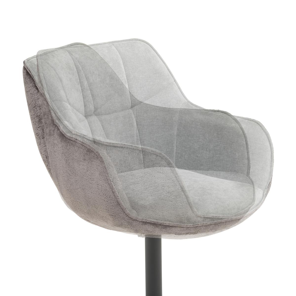 Armlehnstuhl Kaleo Chenille Grau, B: 63 Cm - Schwarz/Grau, KONVENTIONELL, Textil/Metall (63/87/64cm) - MID.YOU