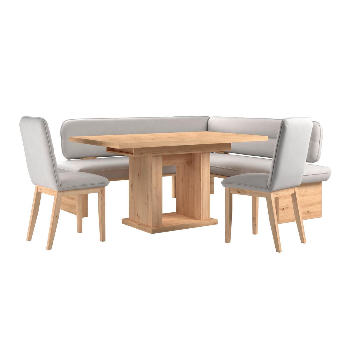 Eckbank Beluna Ii Wesbstoff Beige, B: 192cm - Eichefarben/Beige, KONVENTIONELL, Holz/Textil (192/170cm) - James Wood