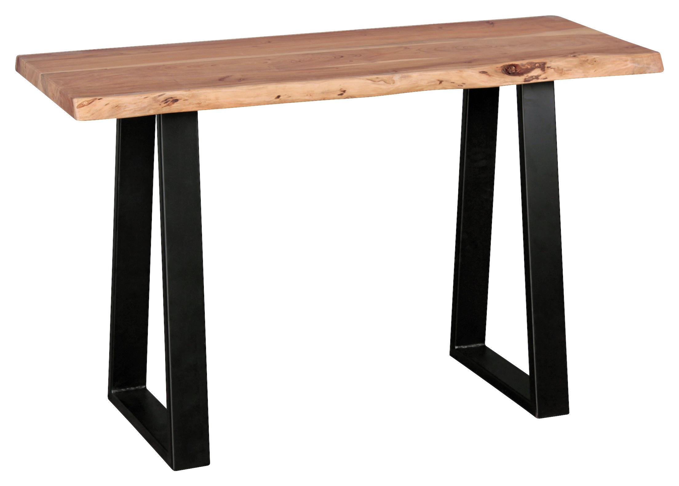 Konsolentisch Gaya Akazie Echtholz/Eisen B: 120 cm - Schwarz/Akaziefarben, Design, Holz/Metall (120/45/75cm) - MID.YOU