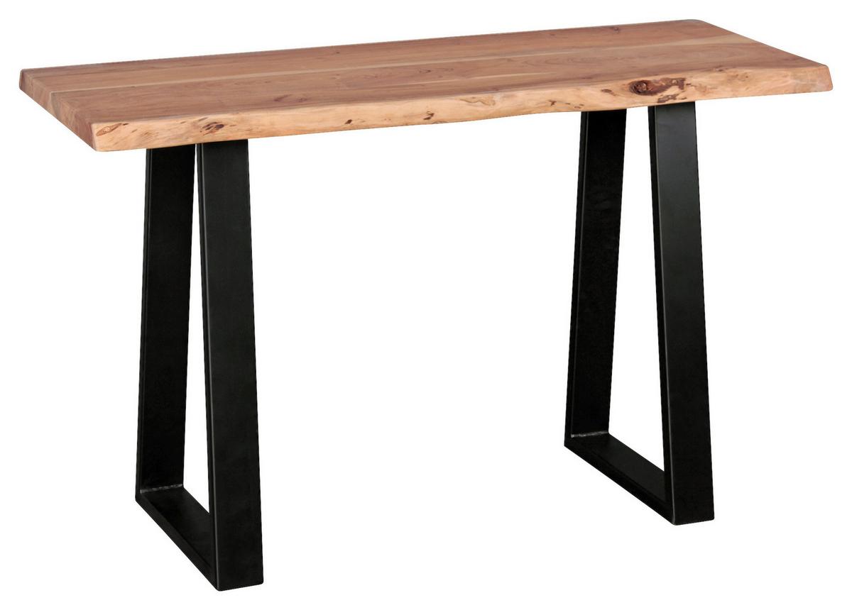 Konsolentisch Gaya Akazie Echtholz/Eisen B: 120 cm - Schwarz/Akaziefarben, Design, Holz/Metall (120/45/75cm) - MID.YOU
