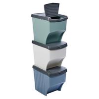Abfalleimerset 3-Teilig Je 21l Grau/Blau/Türkis B: 29 cm - Türkis/Blau, Basics, Kunststoff (39/29/98cm)