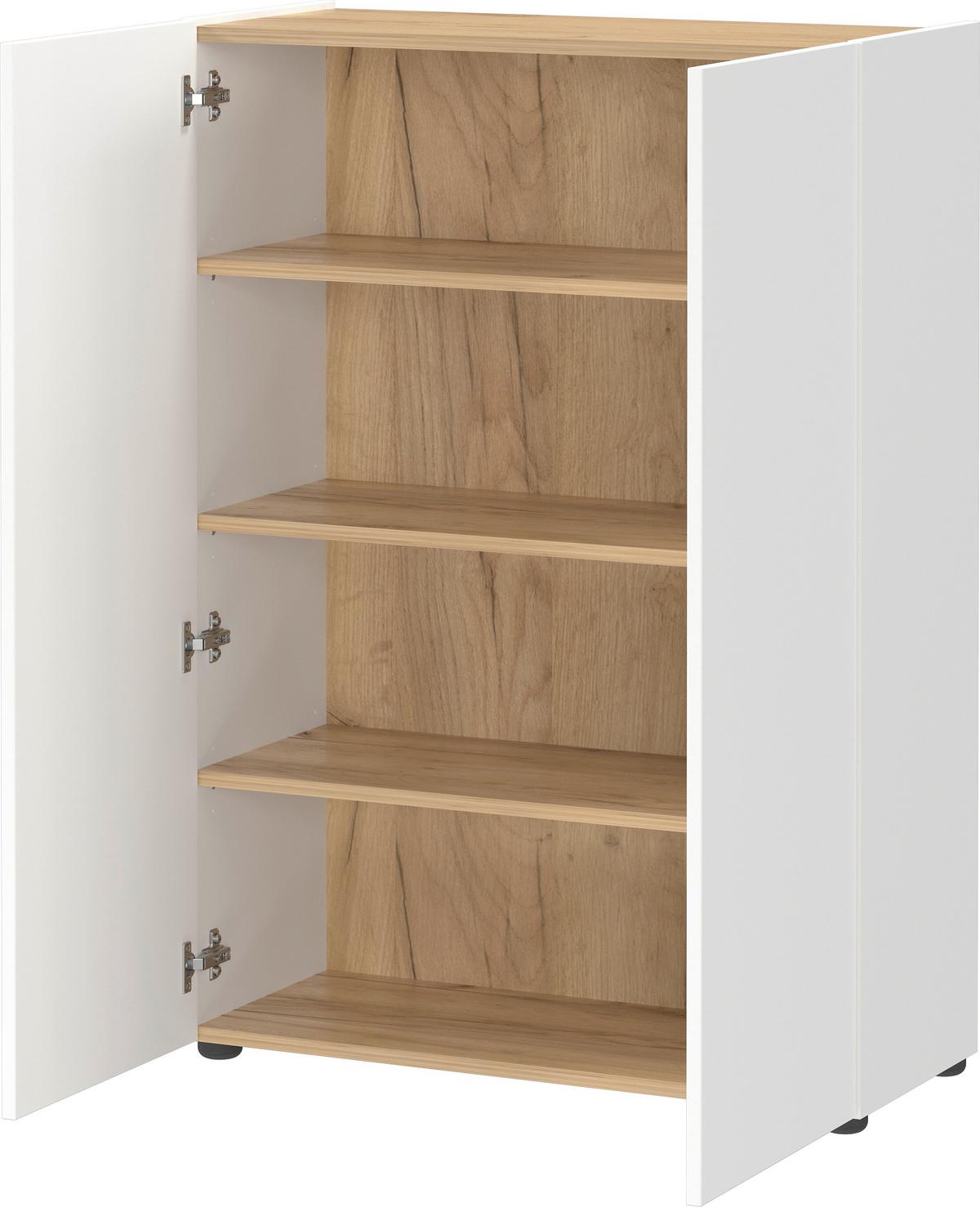 Garderobe Alviano Weiß/Eiche Dekor 3-Teilig - Eichefarben/Weiß, Design, Glas/Holzwerkstoff (104/200/33cm) - Germania