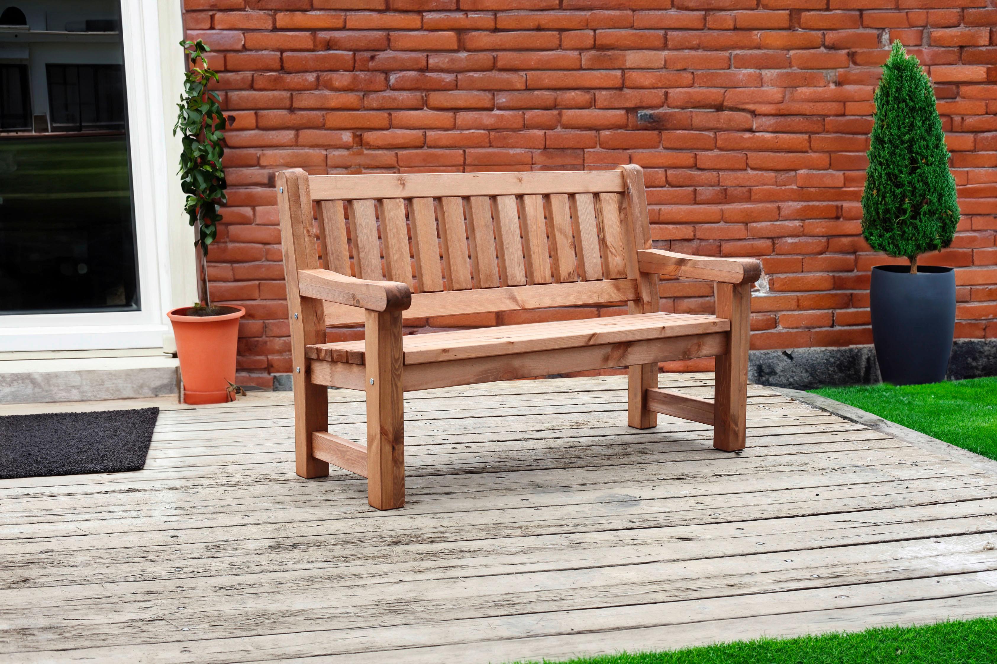 Gartenbank Holz Allgäu Allgäu - Braun/Kieferfarben, MODERN, Holz (124/96/69,5cm) - Gardenson