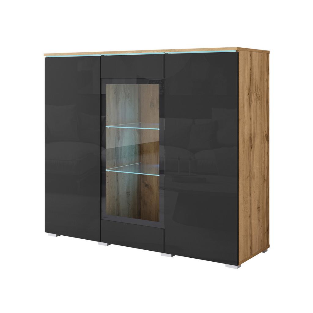 Highboard 120cm Vera Schwarz/Wotan Eiche