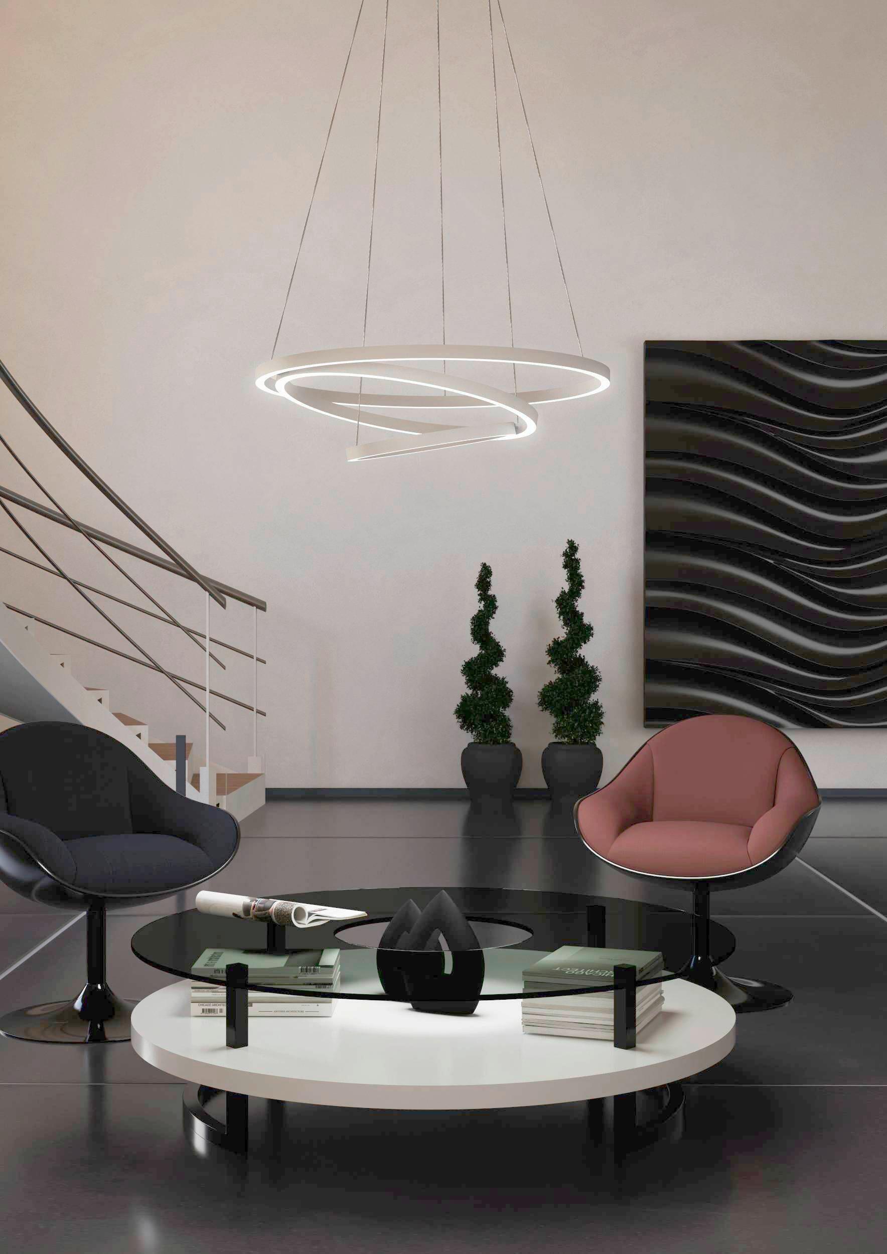 LED- Hängeleuchte Lobinero-Z H: 110 cm - Weiß, Design, Kunststoff/Metall (58/110cm) - Eglo