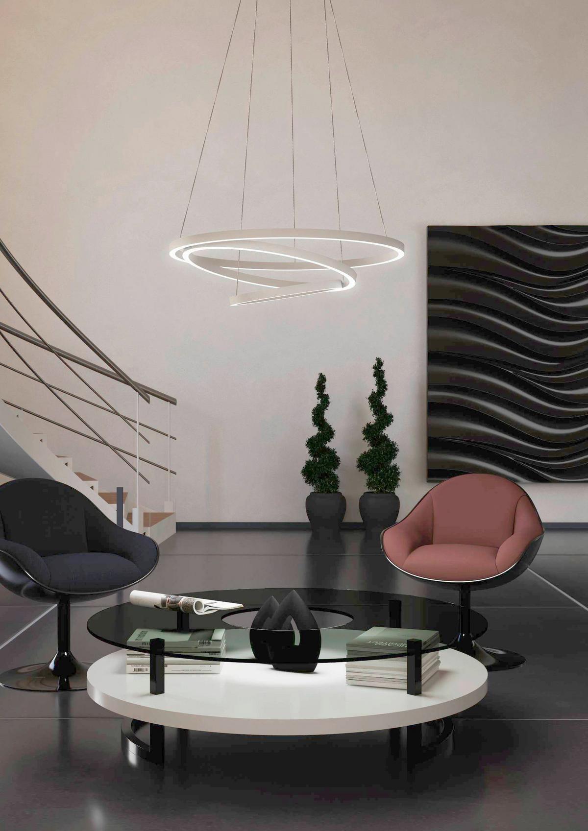 LED- Hängeleuchte Lobinero-Z H: 110 cm - Weiß, Design, Kunststoff/Metall (58/110cm) - Eglo