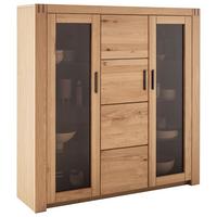 Highboard Prag - Eichefarben, Design, Glas/Holz (137/139/37cm)