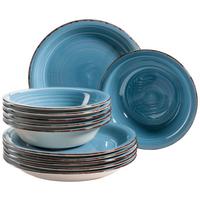 Tafelservice Lumaca Keramik 6 Personen Geschirr Set Blau - Dunkelblau, Basics, Keramik - Mäser