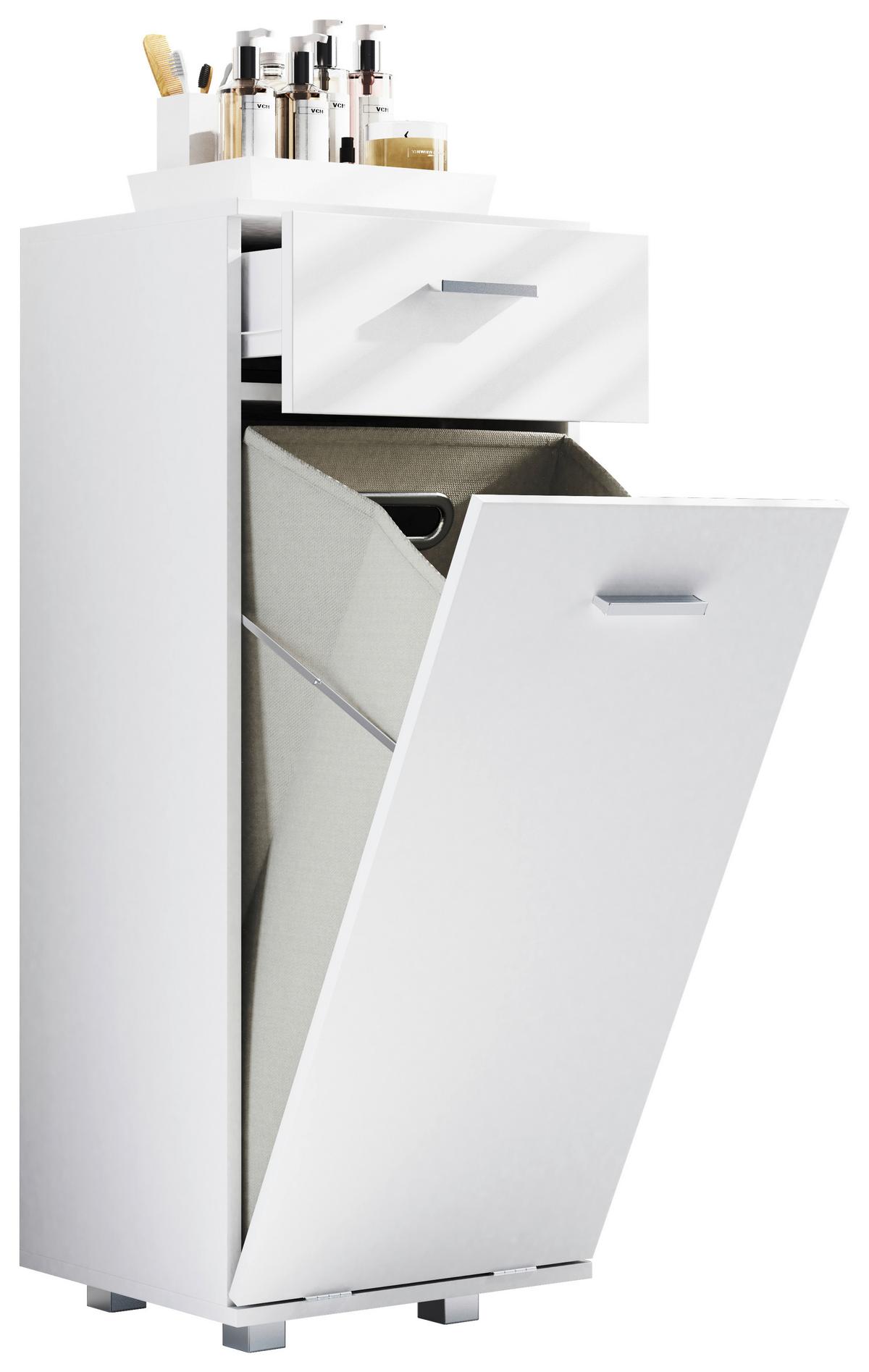 Midischrank Zalo S Weiß, B: 40m - Silberfarben/Weiß, MODERN, Holzwerkstoff/Kunststoff (40/101/35cm) - MID.YOU