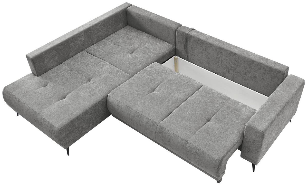 Rohová sedačka TEXAS, ľavá, sivohnedý velúr - čierna/taupe, Konventionell, drevo/textil (203/259cm) - Based