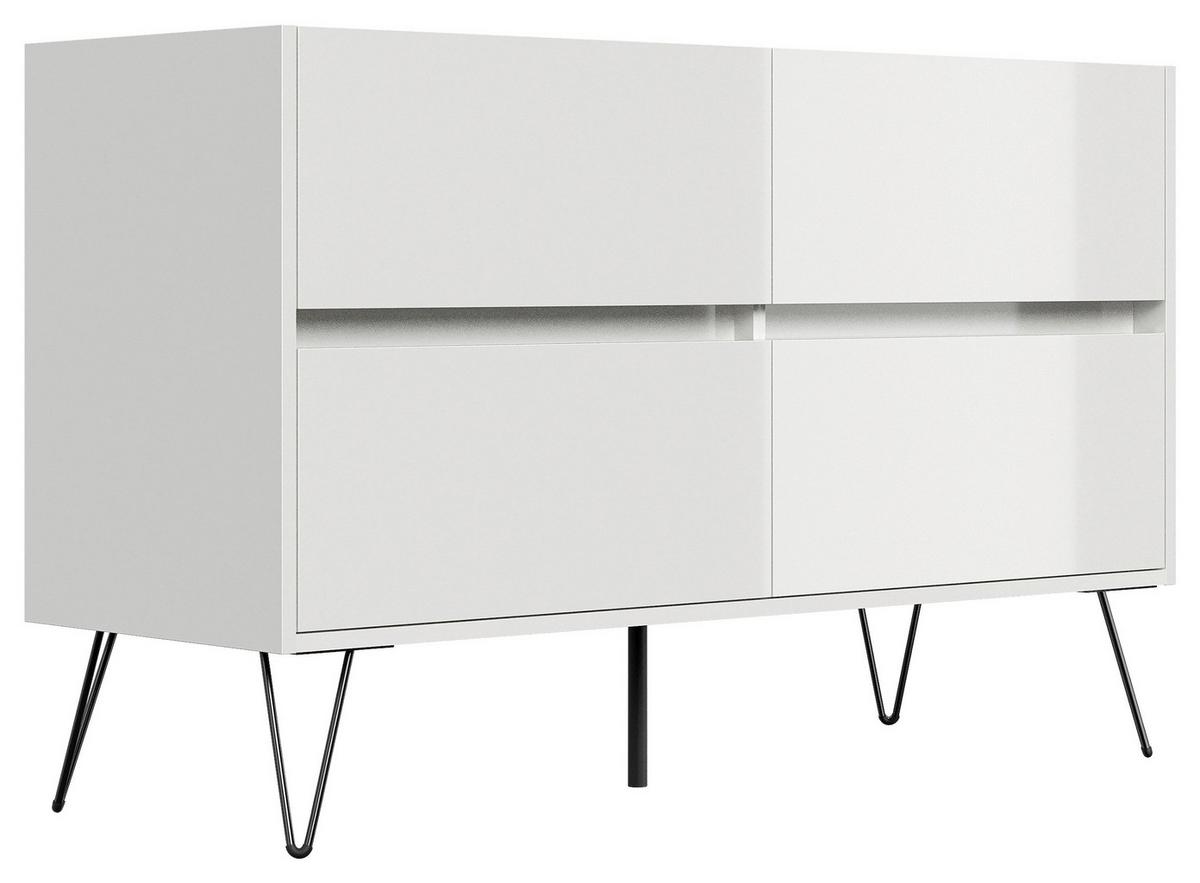 Sideboard Posseik Industrial Weiß/eichefarben B: 119 Cm - Eichefarben/Schwarz, Design, Holzwerkstoff (119/75/42cm) - P & B