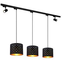 LED-Hängeleuchte H: 120 cm 5-Flammig, drehbar - Goldfarben/Schwarz, Design, Kunststoff/Textil (193/30/120cm) - Globo