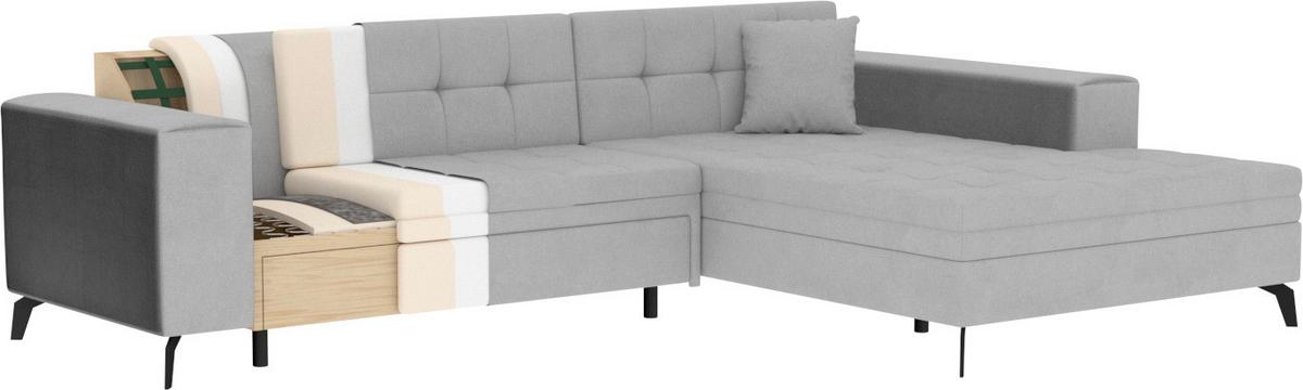 Ecksofa Solange Grün S: 292x196 cm - Schwarz/Grün, Design, Textil (292/196cm) - MID.YOU