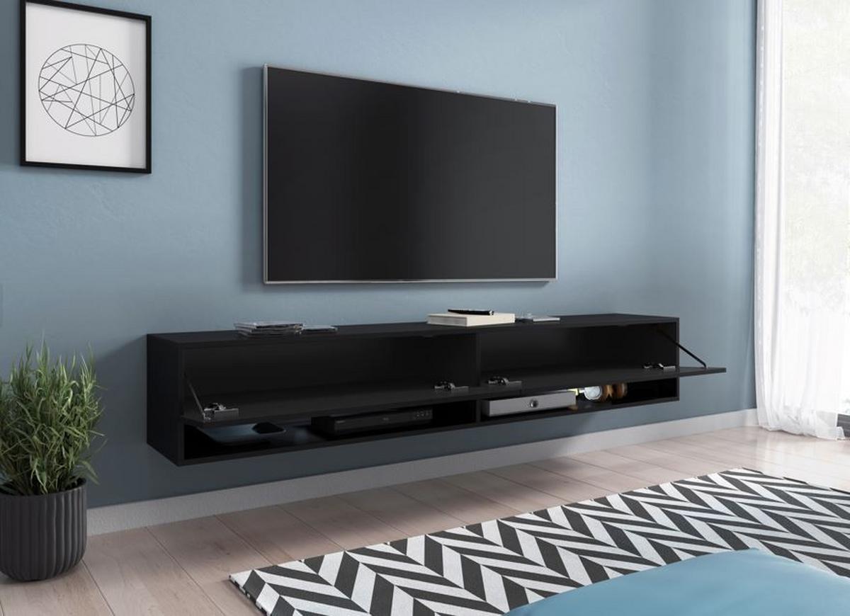 Nízka komoda čierna/grafit vr. LED - čierna/sivá, Lifestyle, kompozitné drevo/plast (180/30/32cm) - P & B