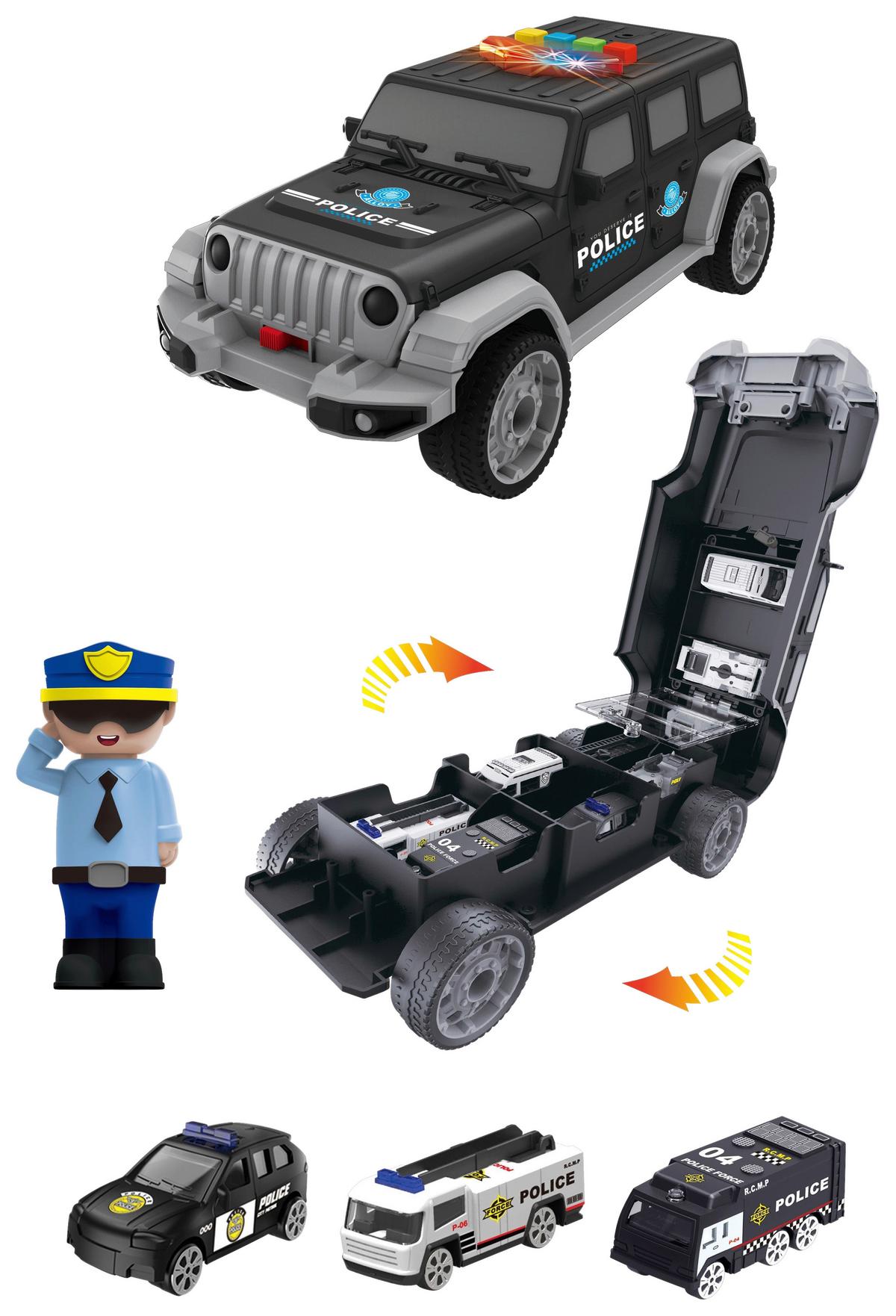 Spielzeug-Auto Jeep Polizei mit Geräusch- und Lichteffekte - Schwarz, Basics, Kunststoff/Metall (35,5/18/19,8cm)