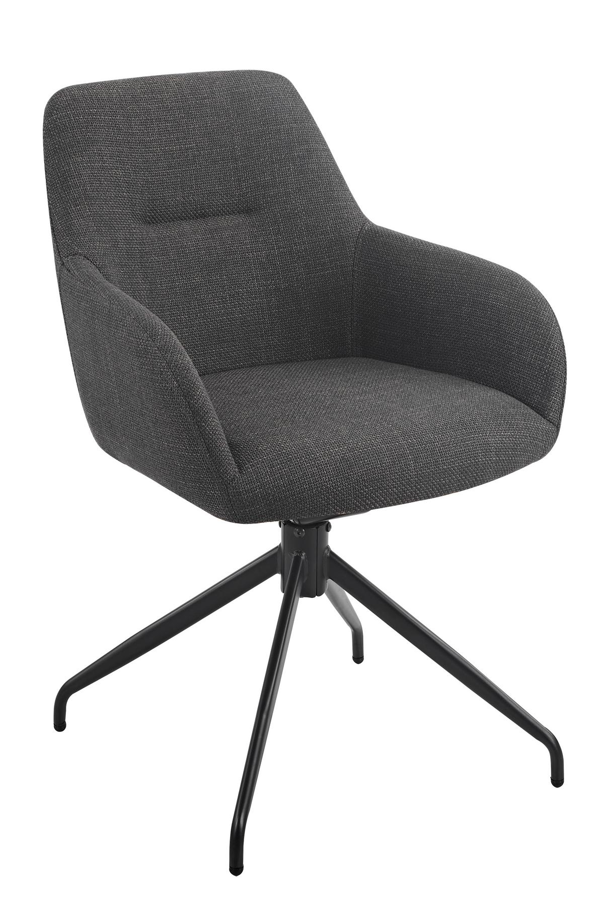 Armlehnstuhl-Set Triest S 2er-Set - Anthrazit/Schwarz, MODERN, Textil/Metall (56/83/60cm) - MID.YOU